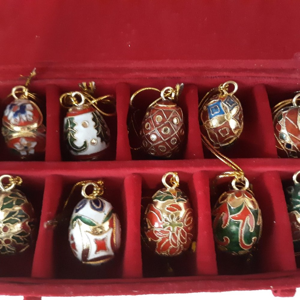Cloisonne Faberage Egg Ornaments (set if 10 miniature)
